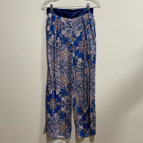 Elevenses Anthropologie Blue Paisley Wide-Leg‎ Palazzo Pants Size XS - Picture 3 of 15